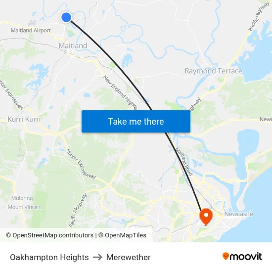 Oakhampton Heights to Merewether map