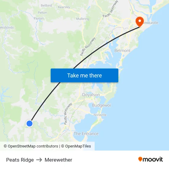 Peats Ridge to Merewether map