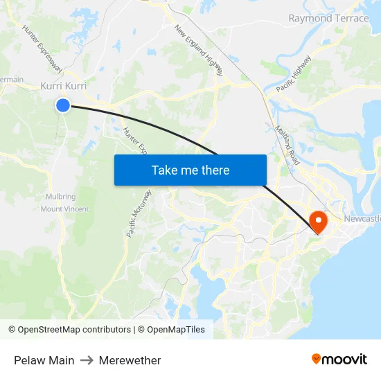 Pelaw Main to Merewether map