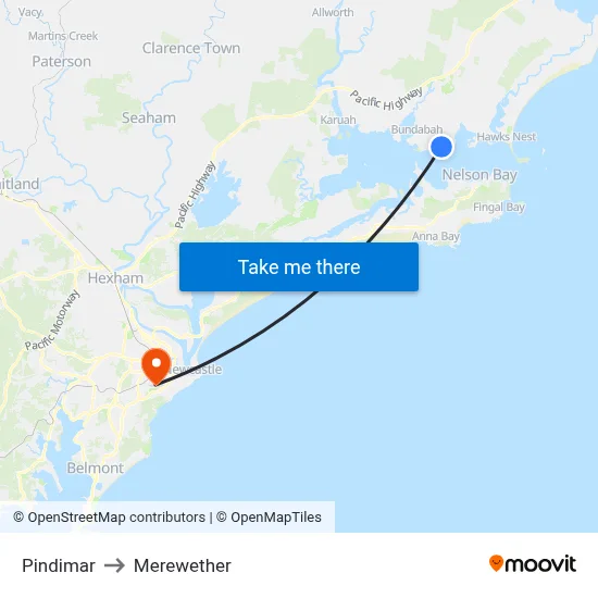Pindimar to Merewether map