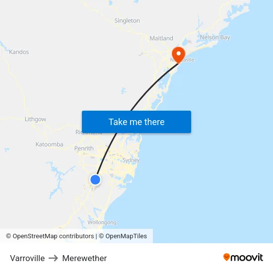 Varroville to Merewether map