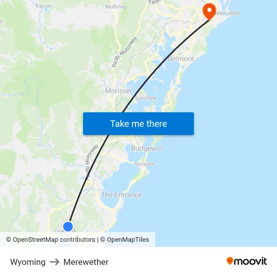 Wyoming to Merewether map