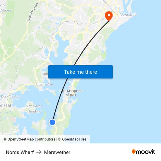 Nords Wharf to Merewether map