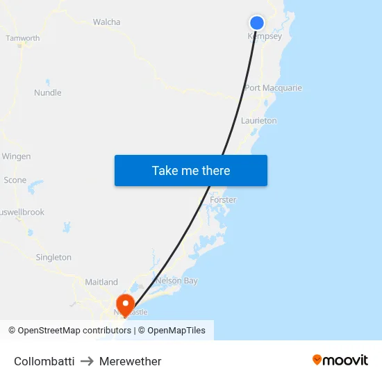 Collombatti to Merewether map