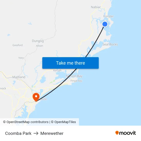 Coomba Park to Merewether map