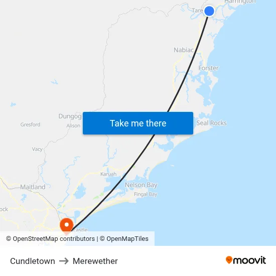 Cundletown to Merewether map