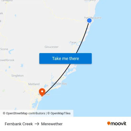 Fernbank Creek to Merewether map