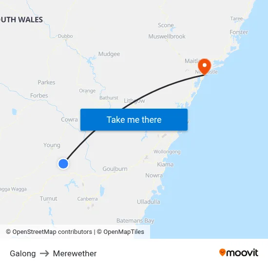 Galong to Merewether map