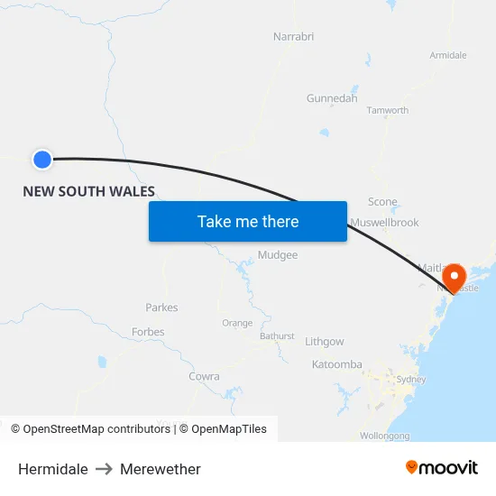 Hermidale to Merewether map