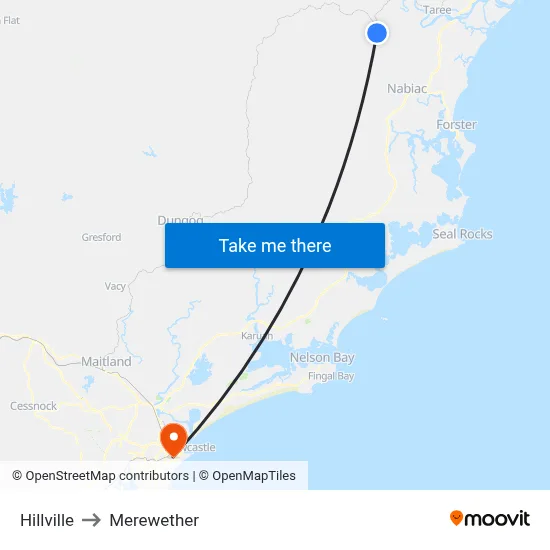Hillville to Merewether map