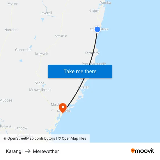 Karangi to Merewether map