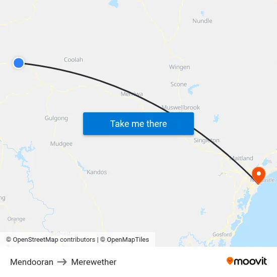 Mendooran to Merewether map