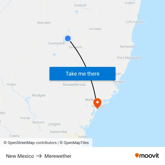 New Mexico to Merewether map
