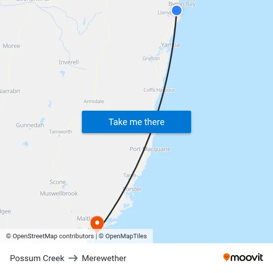 Possum Creek to Merewether map