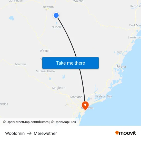Woolomin to Merewether map