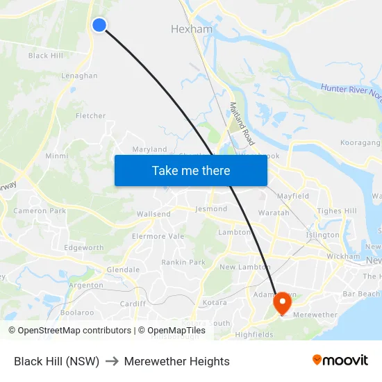 Black Hill (NSW) to Merewether Heights map