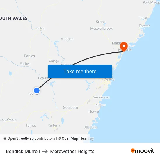 Bendick Murrell to Merewether Heights map