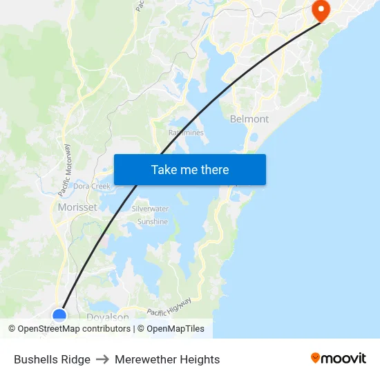 Bushells Ridge to Merewether Heights map