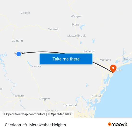 Caerleon to Merewether Heights map