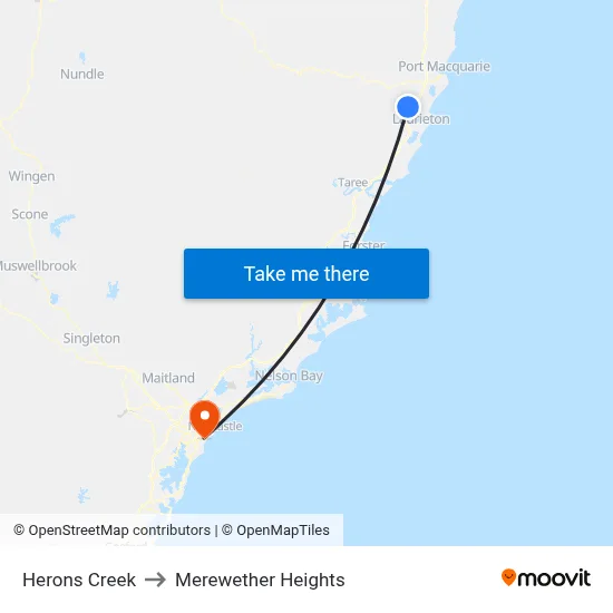 Herons Creek to Merewether Heights map