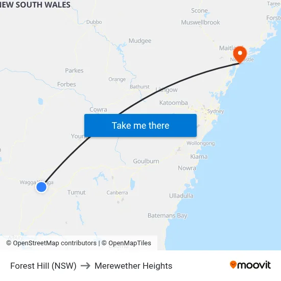 Forest Hill (NSW) to Merewether Heights map