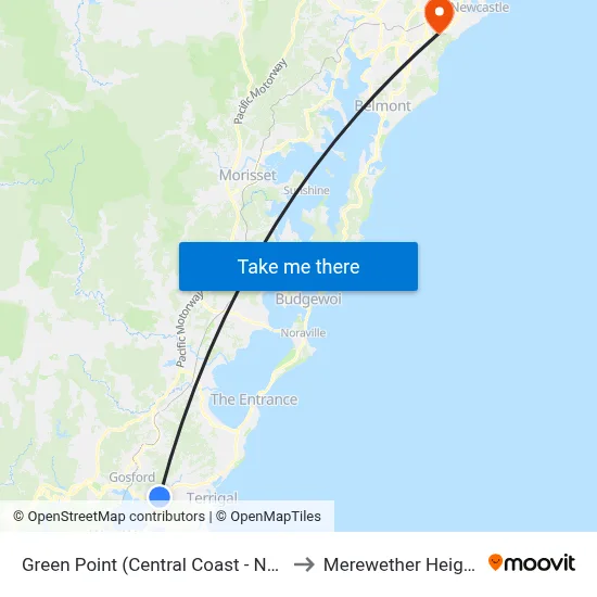 Green Point (Central Coast - NSW) to Merewether Heights map