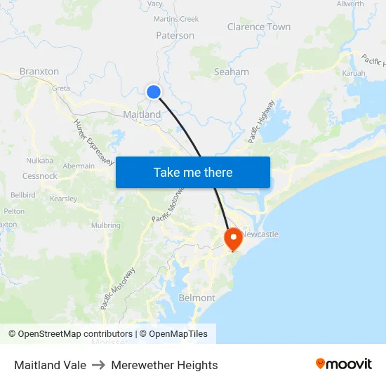 Maitland Vale to Merewether Heights map