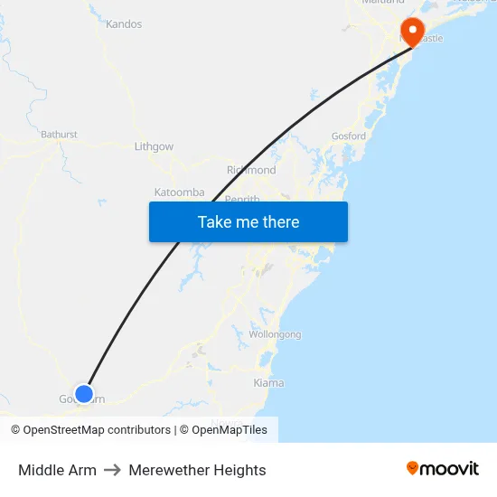 Middle Arm to Merewether Heights map