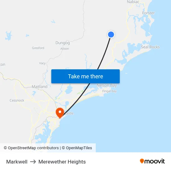 Markwell to Merewether Heights map