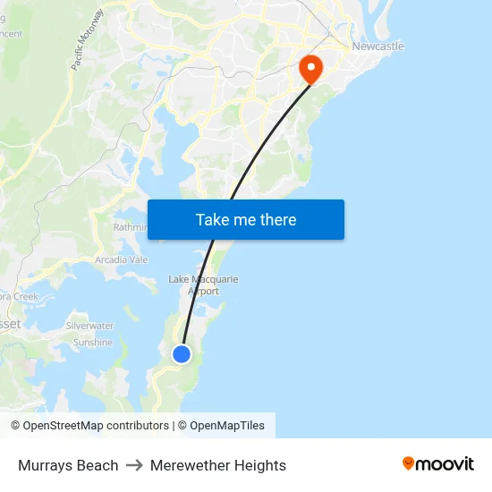 Murrays Beach to Merewether Heights map