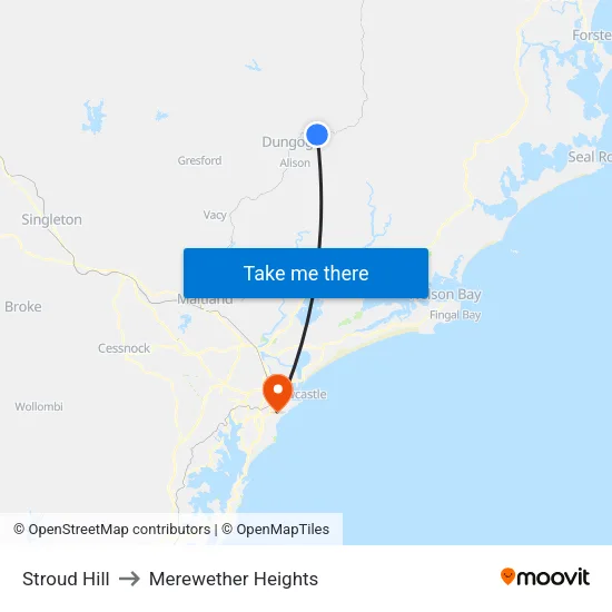 Stroud Hill to Merewether Heights map