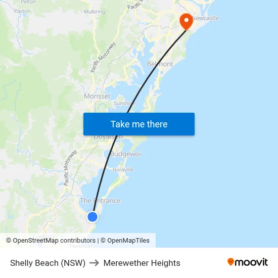 Shelly Beach (NSW) to Merewether Heights map