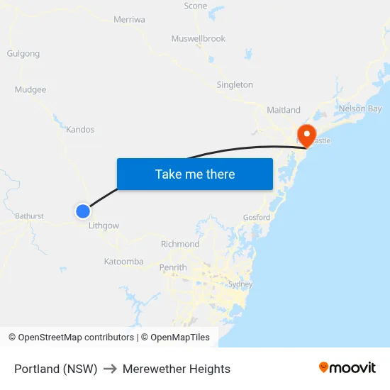 Portland (NSW) to Merewether Heights map