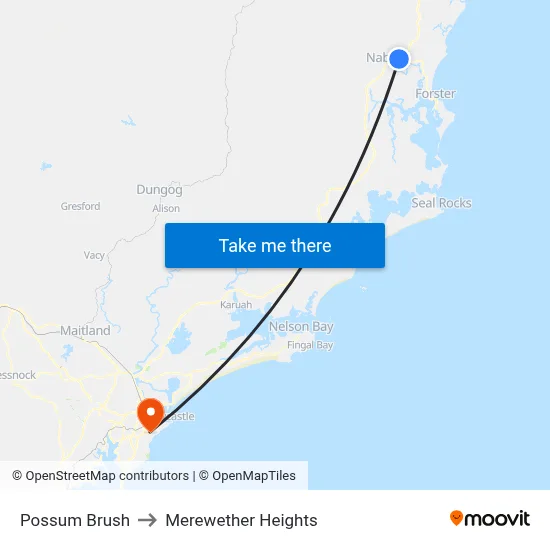 Possum Brush to Merewether Heights map