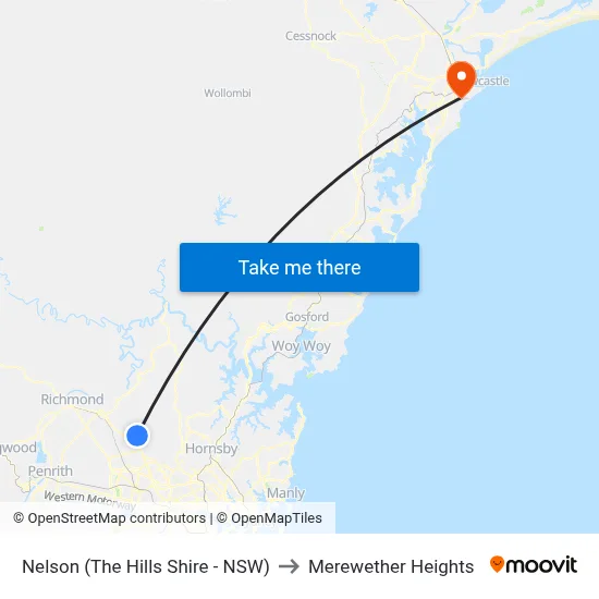 Nelson (The Hills Shire - NSW) to Merewether Heights map