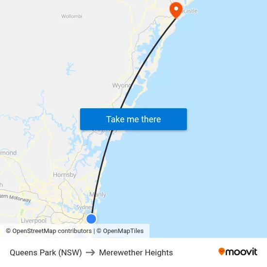 Queens Park (NSW) to Merewether Heights map