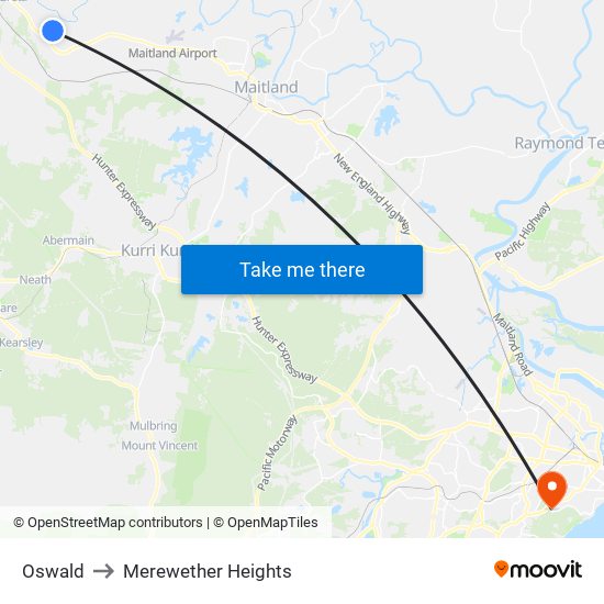 Oswald to Merewether Heights map