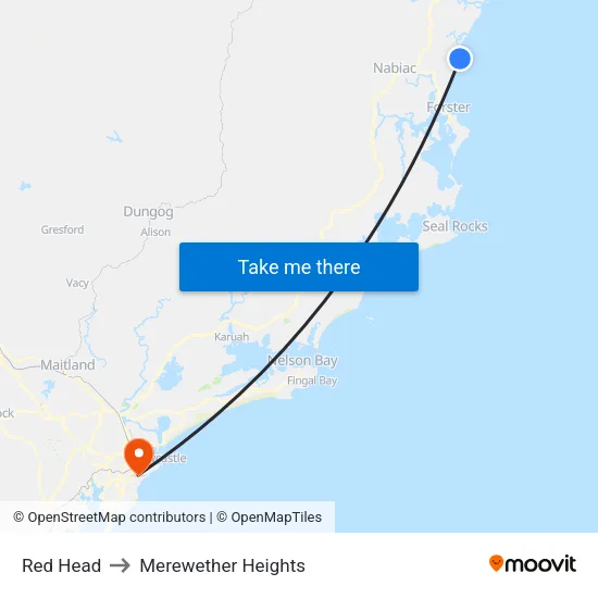 Red Head to Merewether Heights map