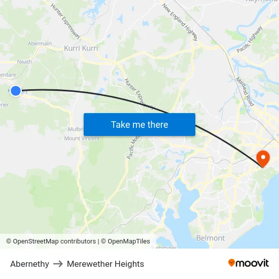 Abernethy to Merewether Heights map