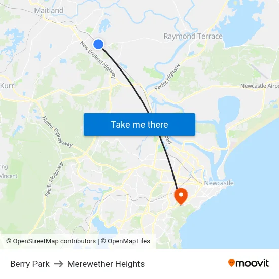 Berry Park to Merewether Heights map