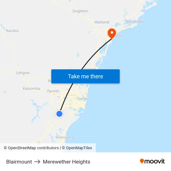 Blairmount to Merewether Heights map