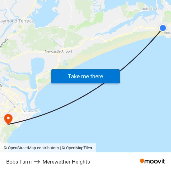 Bobs Farm to Merewether Heights map