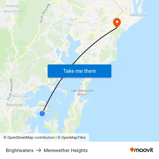 Brightwaters to Merewether Heights map