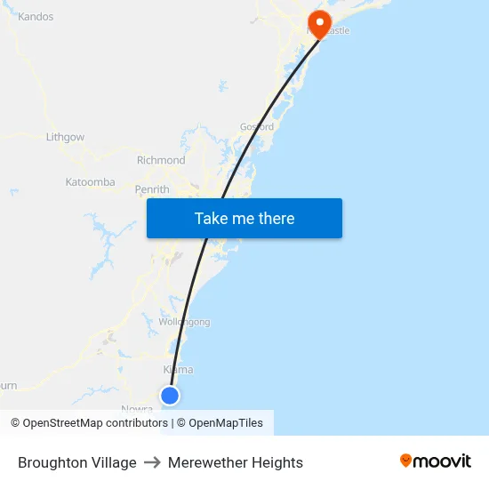 Broughton Village to Merewether Heights map