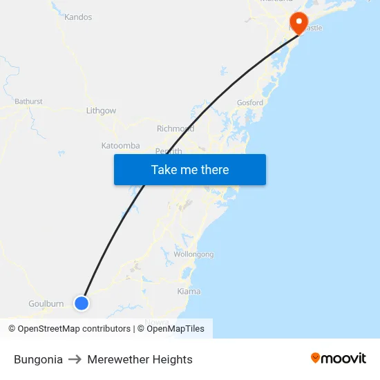 Bungonia to Merewether Heights map