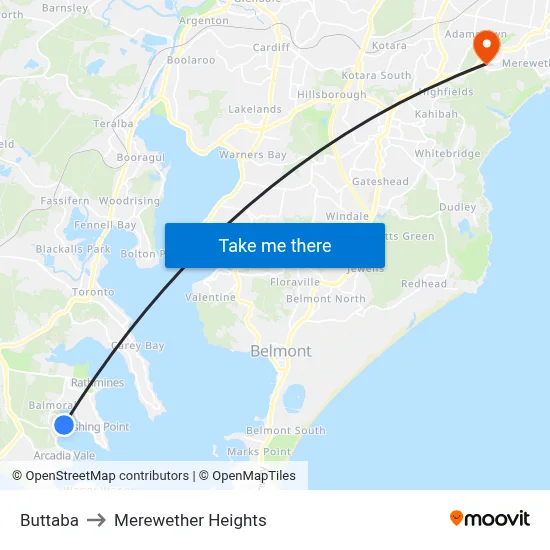 Buttaba to Merewether Heights map