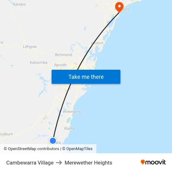 Cambewarra Village to Merewether Heights map