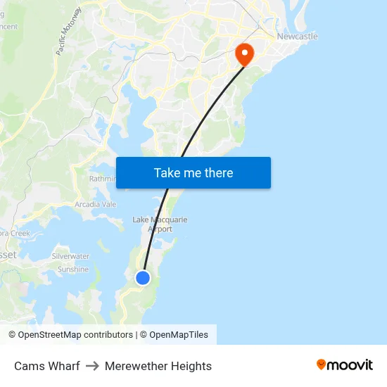 Cams Wharf to Merewether Heights map