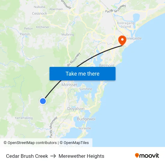Cedar Brush Creek to Merewether Heights map