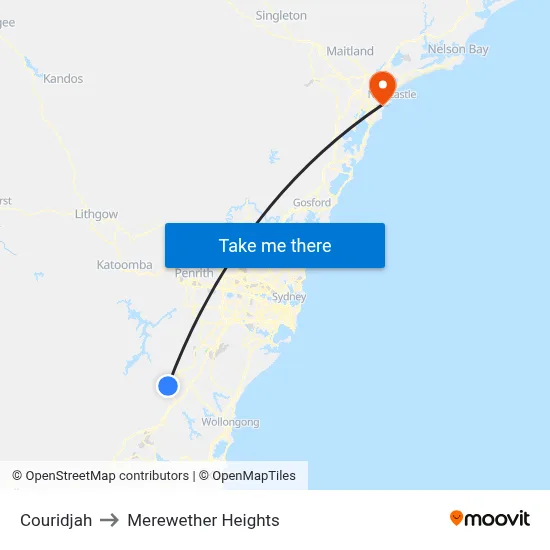 Couridjah to Merewether Heights map